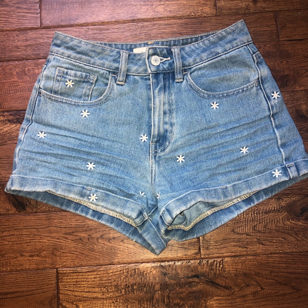 PacSun Denim Shorts with Flowers